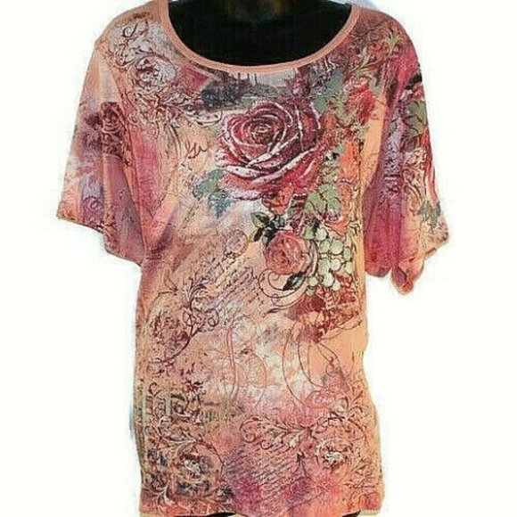 7W Short Sleeve Coral Women's Top Size 3X - Picture 1 of 2